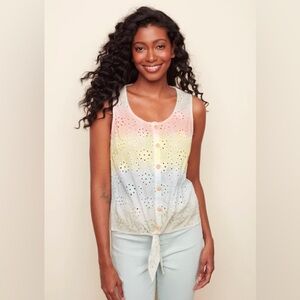 Charlie B tie dyed eyelet tank top tie XS